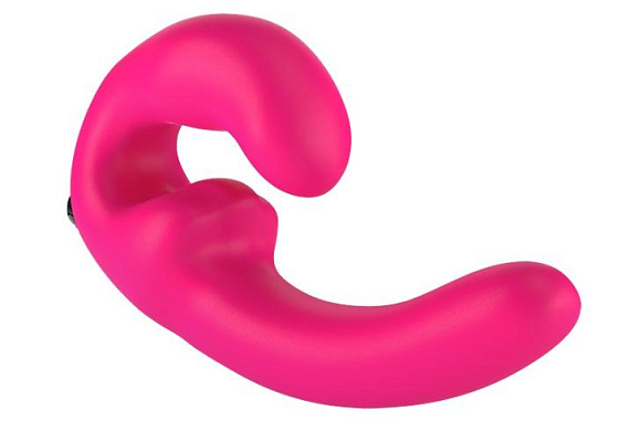 Ярко-розовый безремневой страпон с вибрацией Sharevibe от Intimcat