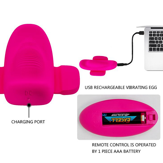 Розовый клиторальный вибратор для ношения в трусиках Fairy Boat II с пультом ДУ - фото 6