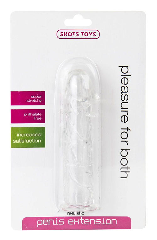 Прозрачная насадка на пенис Realistic Penis Extension - 13 см. - силикон