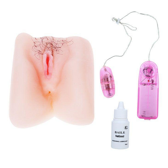 Мягкая вибрирующая вагина с волосиками и анусом от Intimcat