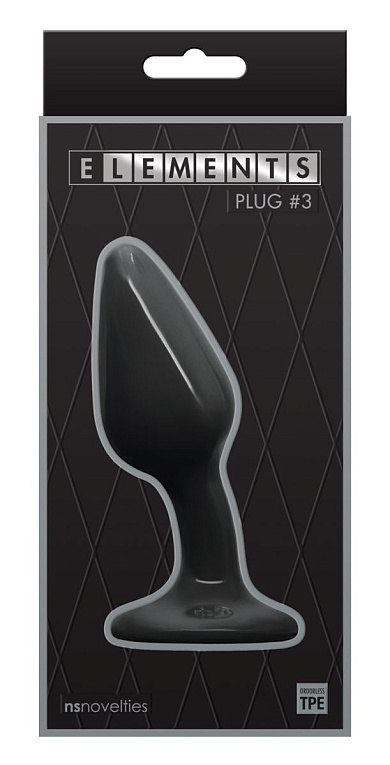 Черный гладкий изогнутый анальный плаг Plug № 3 - 12,3 см. - термопластичный эластомер (TPE)