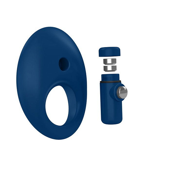 Синее эрекционное кольцо B5 с вибрацией OVO