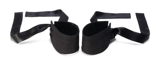 Черные шелковые наручники Etherea (LELO) - тканевая основа
