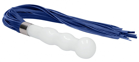 Белый анальный стимулятор-плеть Whipster с синими хвостами от Intimcat