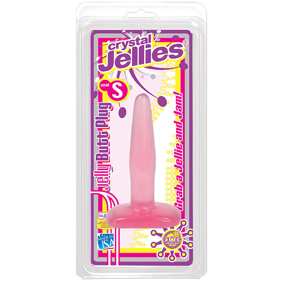 Гелевая анальная пробка розового цвета Crystal Jellies Small Butt Plug - 11,5 см. - поливинилхлорид (ПВХ, PVC)