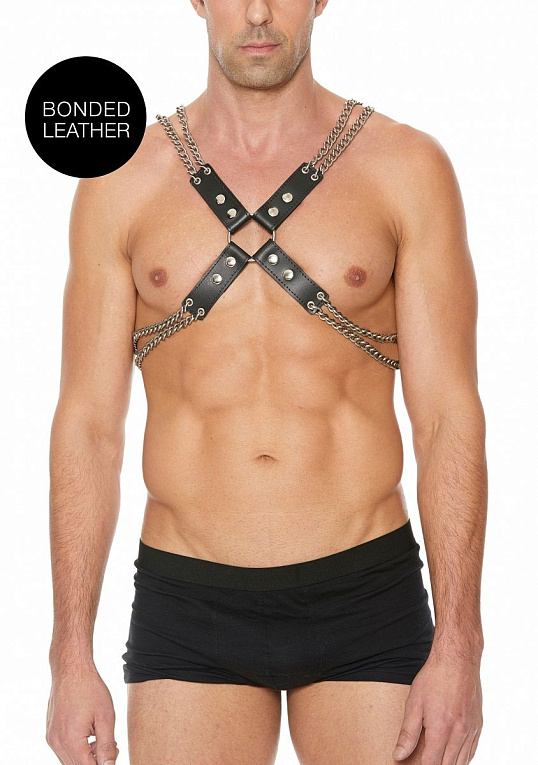 Черная мужская портупея Chain And Chain Harness от Intimcat