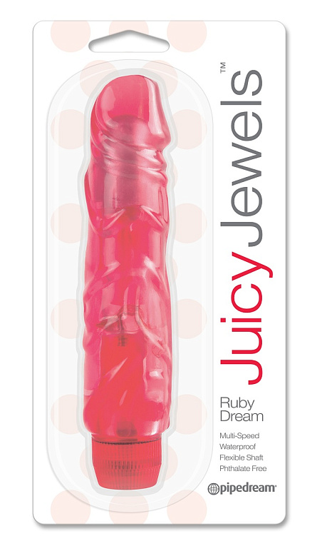 Красный вибратор JUICY JEWELS - 16 см. - термопластичный эластомер (TPE)