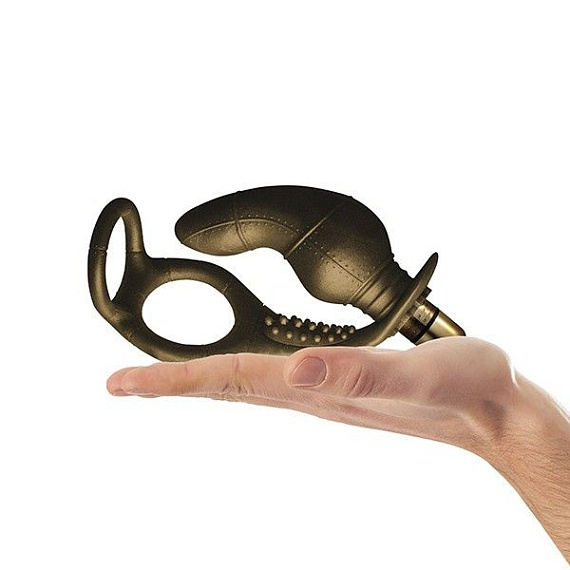 Анальная пробка с эрекционным кольцом Dauntless - анодированный пластик, силикон
