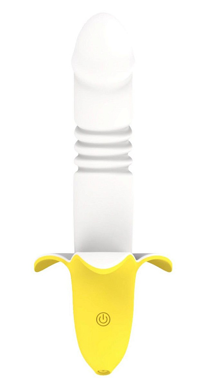 Мощный стимулятор в форме банана с возвратно-поступательными движениями Banana - 19,3 см. - силикон