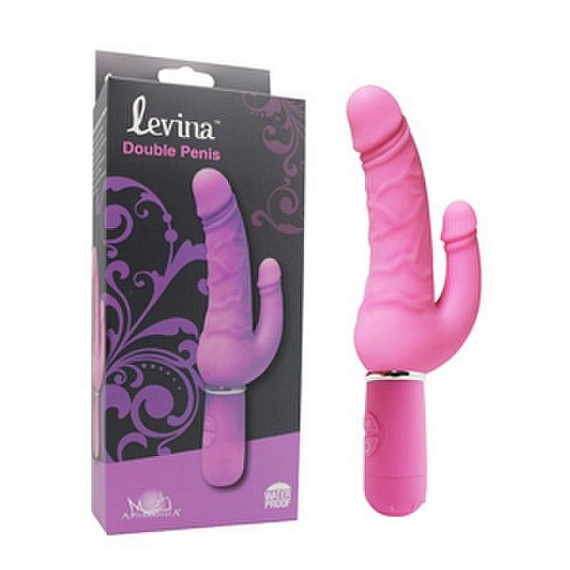 Розовый вибратор Levina Double Penis - 21,5 см. - силикон