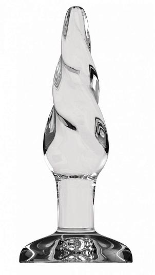 Прозрачная витая анальная пробка Bottom Line 5  Model 5 Glass - 13 см.