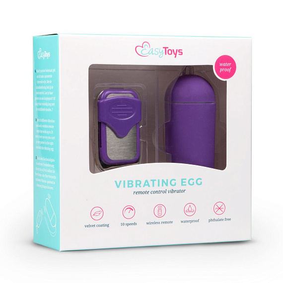 Фиолетовое виброяйцо Easytoys Vibration Egg с пультом ДУ - анодированный пластик (ABS)