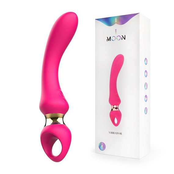 Розовый изогнутый вибромассажер Moon Vibrator - 21,1 см. - силикон