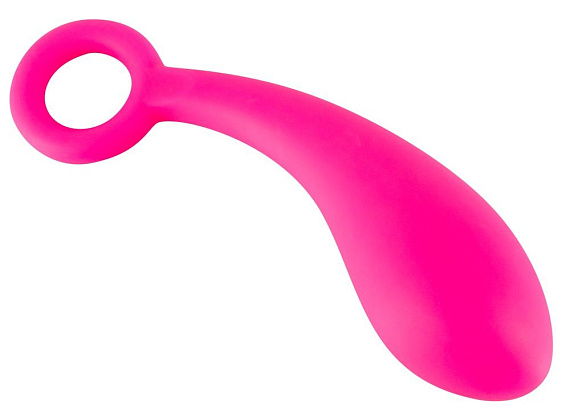 Гладкий розовый стимулятор с ручкой-кольцом Dildo Naughty Pink - 18,5 см. - силикон