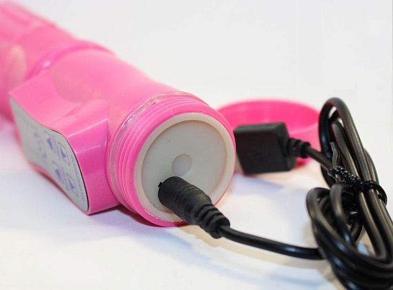 Перезаряжаемый розовый вибратор с ротацией - 22,5 см. - термопластичный эластомер (TPE)