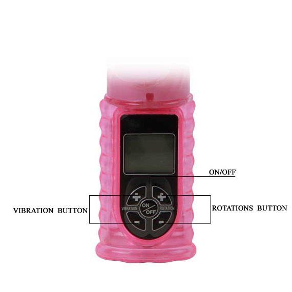 Розовый вибратор с функцией волнового вращения ствола Love Gift - 25 см. - фото 6