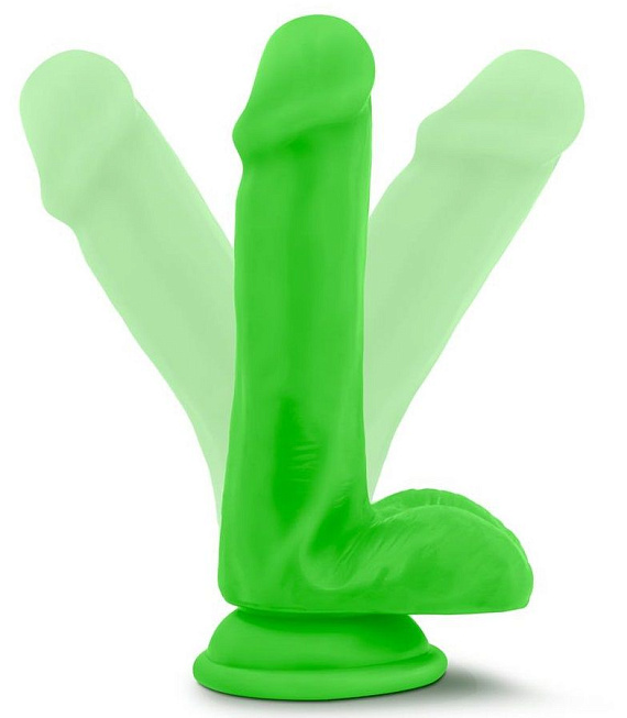 Зеленый фаллоимитатор 6 Inch Silicone Dual Density Cock with Balls - 15,24 см. - силикон