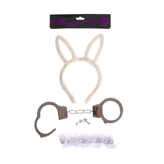 Эротический набор «Я твоя зайка»: ободок, наручники, повязка от Intimcat