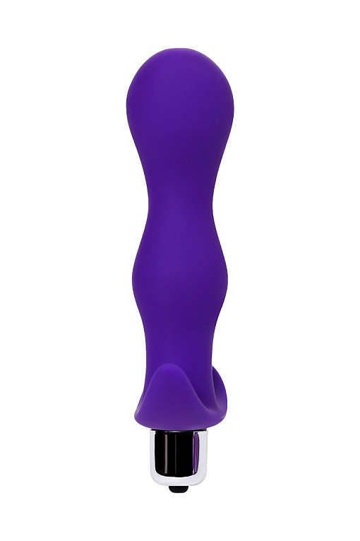 Фиолетовая изогнутая анальная вибропробка - 14 см. A-toys