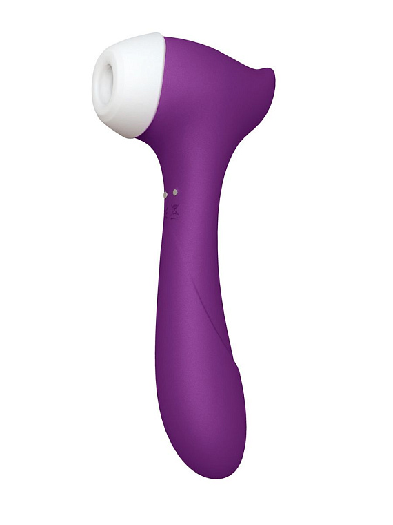 Фиолетовый клиторальный стимулятор Joy с функцией вибратора - 18,9 см. - силикон