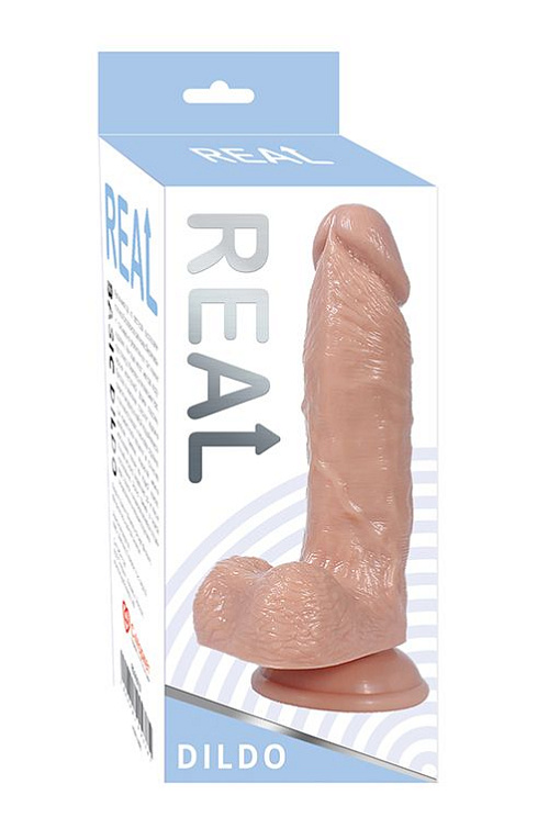 Реалистичный фаллоимитатор REAL с мошонкой на присоске - 17 см. Real