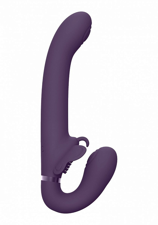 Фиолетовый женский безремневой вибрострапон Satu - 23 см. от Intimcat