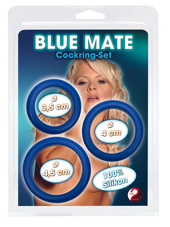 Набор из 3 синих эрекционных колец Blue Mate от Intimcat
