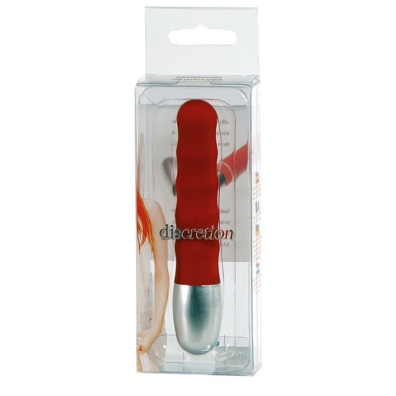 Стильный красный мини-вибратор Discretion Vibe Ribbed - 11 см. - анодированный пластик (ABS)