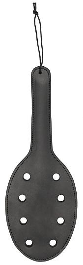 Черная шлепалка Saddle Leather Paddle With 8 Holes - 40 см.