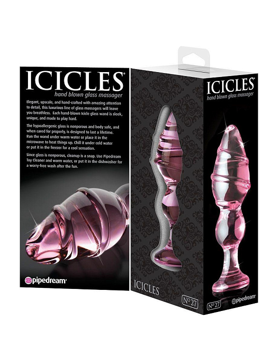 Стеклянный анальный стимулятор ICICLES №27 - 14 см. - стекло
