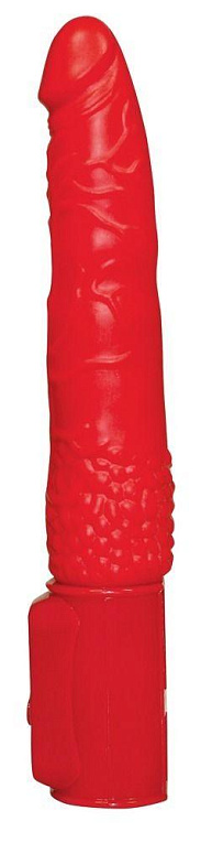 Красный вибратор Red Push с возвратно-поступательными движениями - 19,5 см. - Термопластичная резина (TPR)