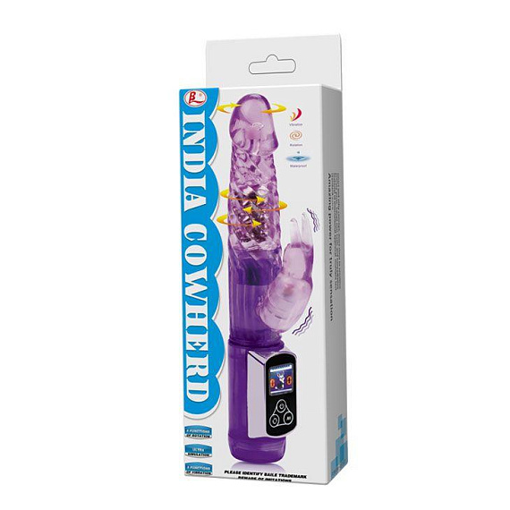 Фиолетовый вибратор India Cowherd с ротацией и клиторальной стимуляцией - 21,5 см. - фото 6