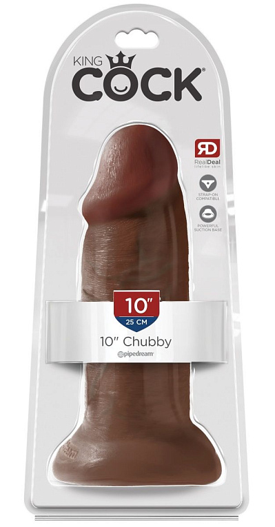 Коричневый фаллоимитатор King Cock 10  Chubby - 25 см. - поливинилхлорид (ПВХ, PVC)