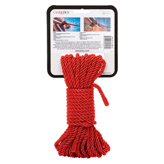 Красная мягкая веревка для бондажа BDSM Rope 32.75 - 10 м. California Exotic Novelties