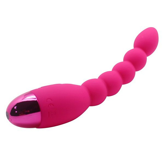 Розовый анальный вибростимулятор Lovers Beads - 19 см. - силикон