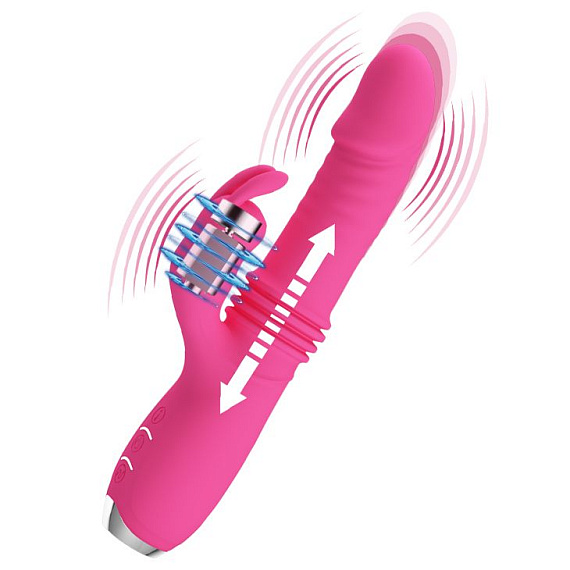 Розовый вибратор Dorothy с функцией поступательных движений - 19,7 см. - силикон