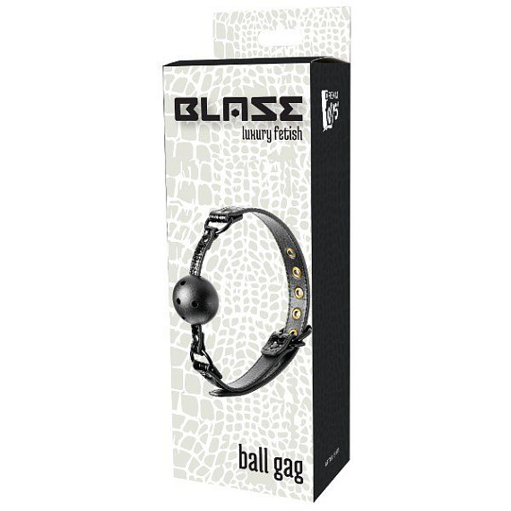 Черный кляп-шар с отверстиями для дыхания на полиуретановых ремешках Croco Ball Gag - полиуретан