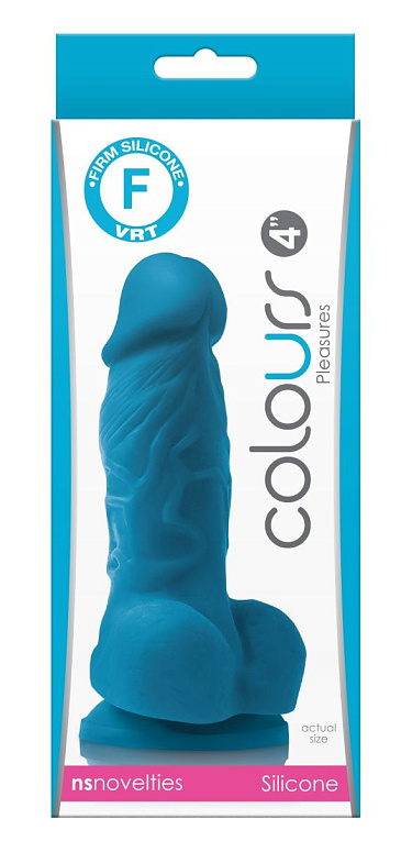 Голубой фаллоимитатор на присоске Pleasures 4 Dildo - 14,2 см. - силикон