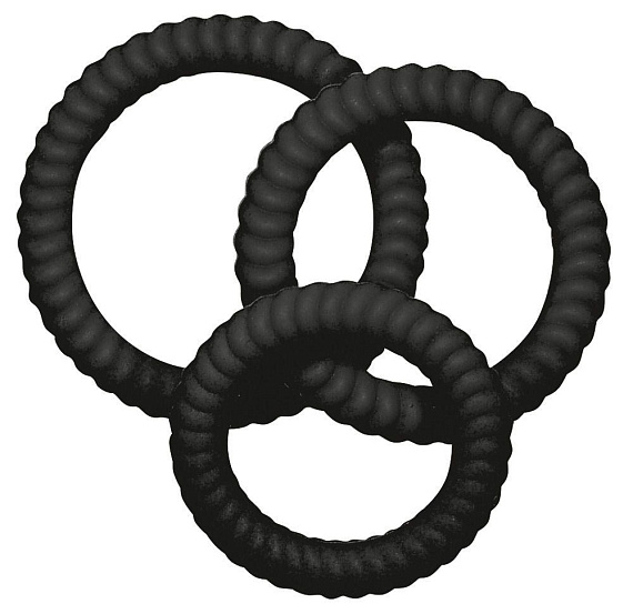Набор из трех черных эрекционных колец - силикон
