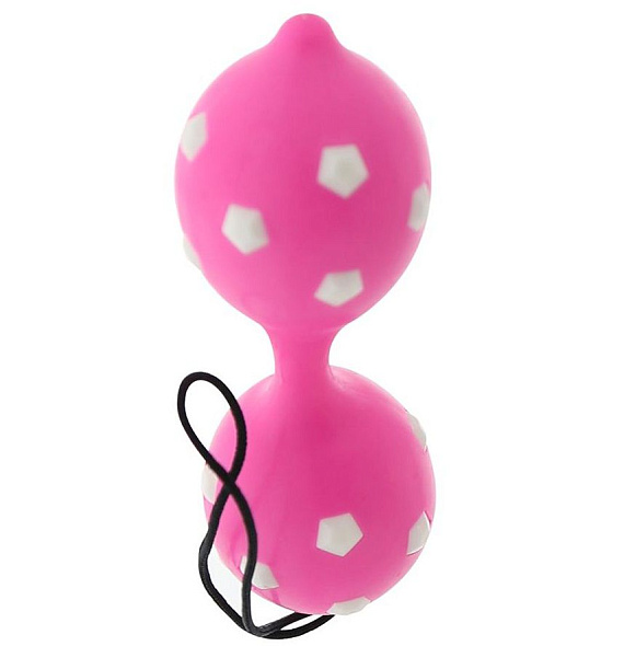 Розовые вагинальные шарики со смещенным центром тяжести DUO BALLS - термопластичная резина (TPR)