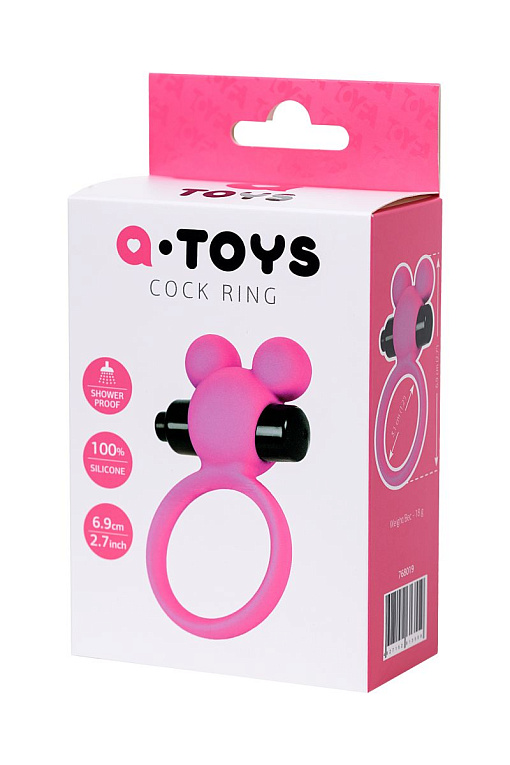 Розовое виброкольцо на пенис A-Toys - фото 5