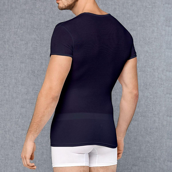 Мужская обтягивающая футболка в мелкий рубчик - 95% микромодал, 5% лайкра
