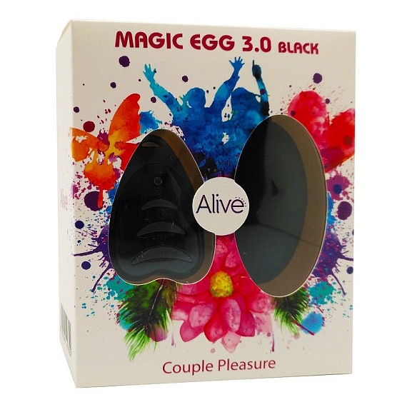 Черное виброяйцо Magic Egg 3.0 с пультом - анодированный пластик, силикон