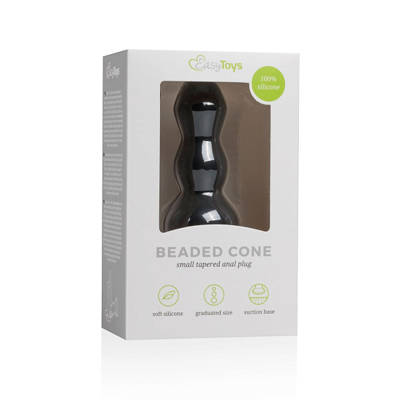 Черная анальная ёлочка Beaded Cone - 10,5 см. от Intimcat