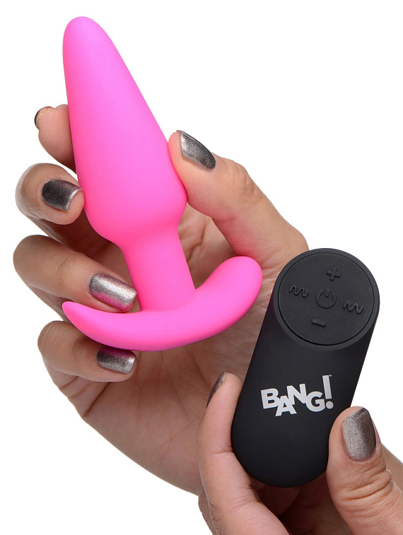 Розовая анальная вибропробка с пультом ДУ 21X Remote Control Vibrating Silicone Butt Plug - 10,4 см. XR Brands