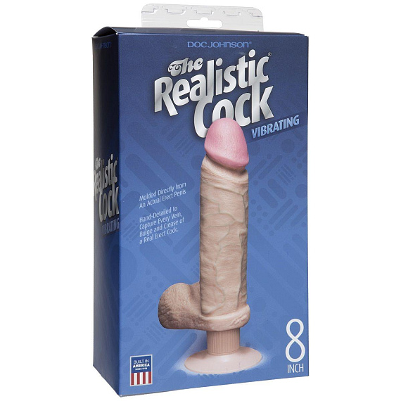 Вибромассажер реалистичной формы The Realistic Cock Vibrating 8” - 23,6 см. от Intimcat