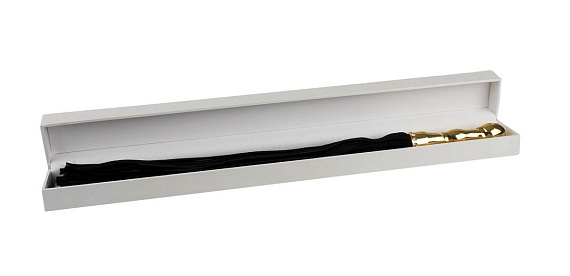 Коричневая плетка Luxury Whip 18k-Silver plated с покрытой серебром рукоятью - натуральная кожа