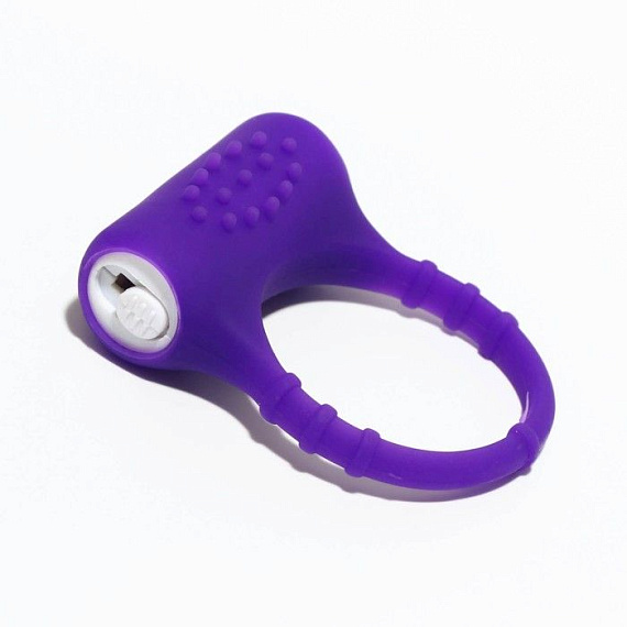 Фиолетовое эрекционное виброкольцо с пупырышками - силикон