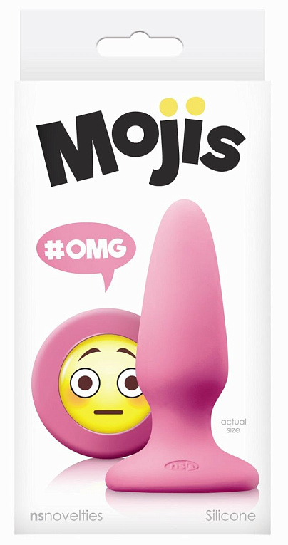 Розовая силиконовая пробка среднего размера Emoji OMG - 10,2 см. - силикон