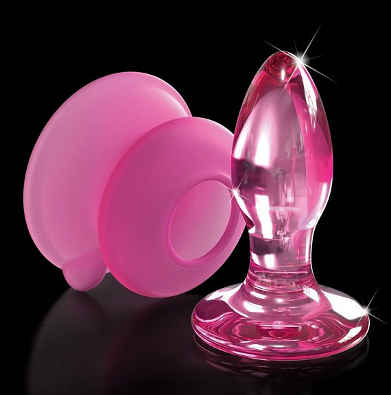 Розовая стеклянная пробка Icicles №90 с силиконовой присоской - 8 см. - фото 6